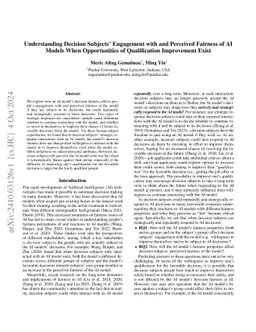 Understanding Decision Subjects' Engagement with and Perceived Fairness
  of AI Models When Opportunities of Qualification Improvement Exist
