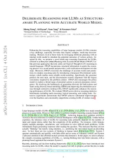 Deliberate Reasoning in Language Models as Structure-Aware Planning with an Accurate World Model