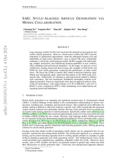 SAG: Style-Aligned Article Generation via Model Collaboration