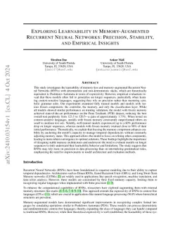 Exploring Learnability in Memory-Augmented Recurrent Neural Networks:
  Precision, Stability, and Empirical Insights