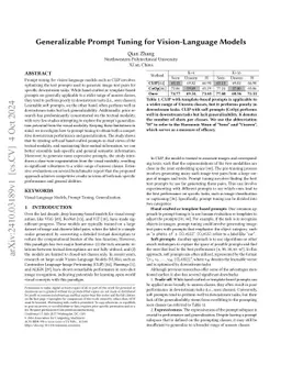 Generalizable Prompt Tuning for Vision-Language Models