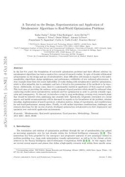 A Tutorial on the Design, Experimentation and Application of
  Metaheuristic Algorithms to Real-World Optimization Problems