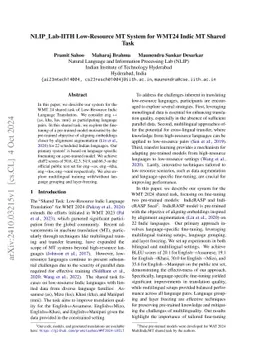 NLIP_Lab-IITH Low-Resource MT System for WMT24 Indic MT Shared Task