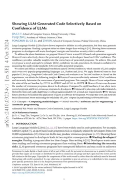 Showing LLM-Generated Code Selectively Based on Confidence of LLMs
