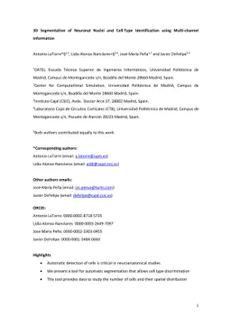 3D Segmentation of Neuronal Nuclei and Cell-Type Identification using
  Multi-channel Information