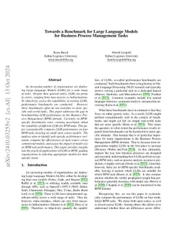 Towards a Benchmark for Large Language Models for Business Process
  Management Tasks