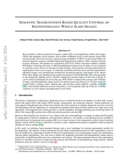 Semantic Segmentation Based Quality Control of Histopathology Whole Slide Images