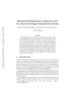 Enhanced Transformer architecture for in-context learning of dynamical
  systems