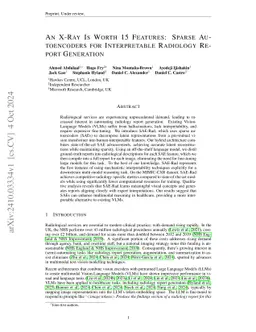 An X-Ray Is Worth 15 Features: Sparse Autoencoders for Interpretable
  Radiology Report Generation
