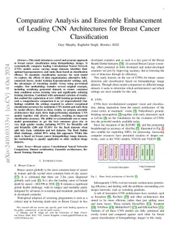 Comparative Analysis and Ensemble Enhancement of Leading CNN
  Architectures for Breast Cancer Classification