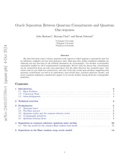 Oracle Separation Between Quantum Commitments and Quantum One-wayness