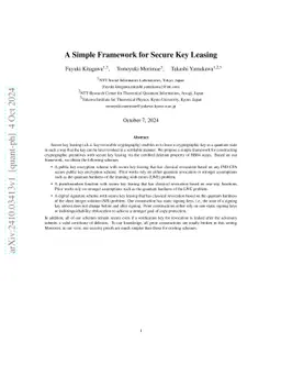 A Simple Framework for Secure Key Leasing