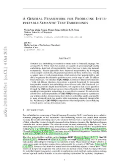 A General Framework for Producing Interpretable Semantic Text Embeddings