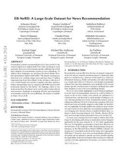 EB-NeRD: A Large-Scale Dataset for News Recommendation