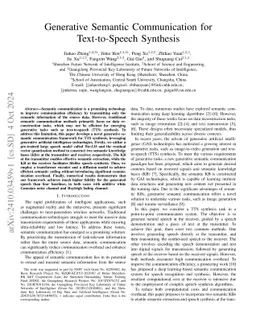 Generative Semantic Communication for Text-to-Speech Synthesis