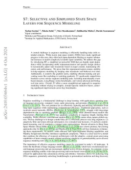 S7: Selective and Simplified State Space Layers for Sequence Modeling