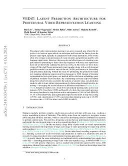VEDIT: Latent Prediction Architecture For Procedural Video
  Representation Learning
