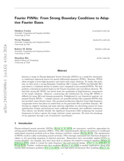 Fourier PINNs: From Strong Boundary Conditions to Adaptive Fourier Bases
