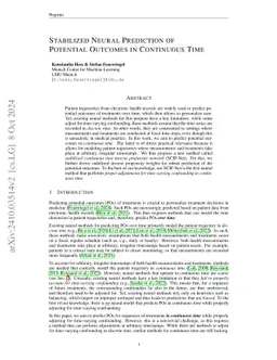 Stabilized Neural Prediction of Potential Outcomes in Continuous Time