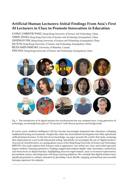 Artificial Human Lecturers: Initial Findings From Asia's First AI
  Lecturers in Class to Promote Innovation in Education