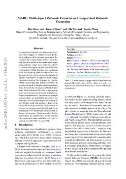MARE: Multi-Aspect Rationale Extractor on Unsupervised Rationale
  Extraction