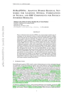 HyResPINNs: Hybrid Residual Networks for Adaptive Neural and RBF Integration in Solving PDEs