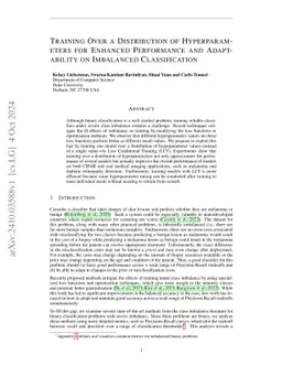 Training Over a Distribution of Hyperparameters for Enhanced Performance
  and Adaptability on Imbalanced Classification