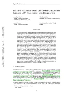 TICKing All the Boxes: Generated Checklists Improve LLM Evaluation and
  Generation