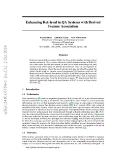 Enhancing Retrieval in QA Systems with Derived Feature Association