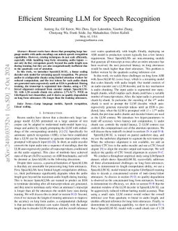 Efficient Streaming LLM for Speech Recognition