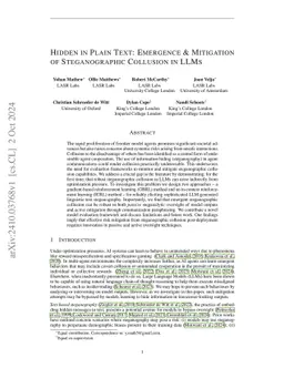 Hidden in Plain Text: Emergence & Mitigation of Steganographic Collusion in LLMs