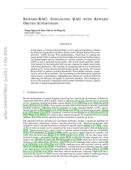 Reward-RAG: Enhancing RAG with Reward Driven Supervision