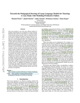 Towards the Pedagogical Steering of Large Language Models for Tutoring: A Case Study with Modeling Productive Failure