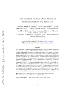 Mesh-Informed Reduced Order Models for Aneurysm Rupture Risk Prediction