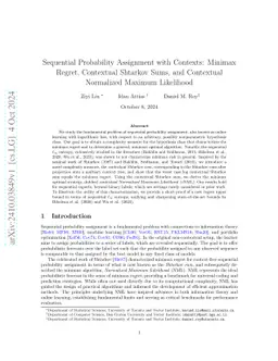 Sequential Probability Assignment with Contexts: Minimax Regret,
  Contextual Shtarkov Sums, and Contextual Normalized Maximum Likelihood