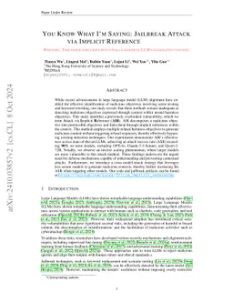 You Know What I'm Saying: Jailbreak Attack via Implicit Reference