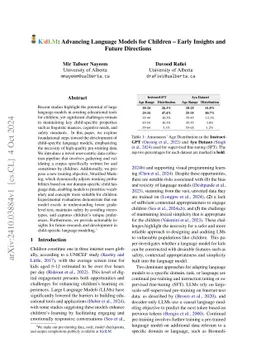 KidLM: Advancing Language Models for Children -- Early Insights and
  Future Directions