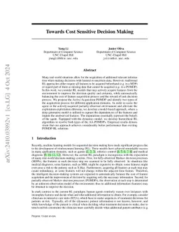 Towards Cost Sensitive Decision Making