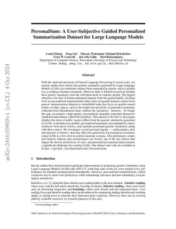 PersonalSum: A User-Subjective Guided Personalized Summarization Dataset
  for Large Language Models