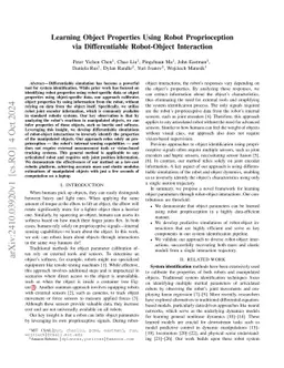 Learning Object Properties Using Robot Proprioception via Differentiable Robot-Object Interaction