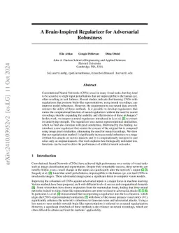A Brain-Inspired Regularizer for Adversarial Robustness