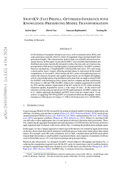 SwiftKV: Fast Prefill-Optimized Inference with Knowledge-Preserving Model Transformation