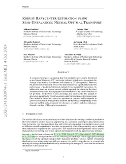 Robust Barycenter Estimation using Semi-Unbalanced Neural Optimal Transport