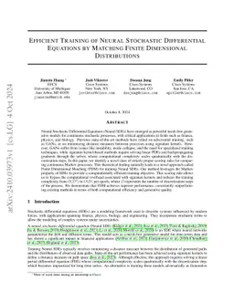 Efficient Training of Neural Stochastic Differential Equations by Matching Finite Dimensional Distributions