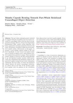 Mamba Capsule Routing Towards Part-Whole Relational Camouflaged Object
  Detection