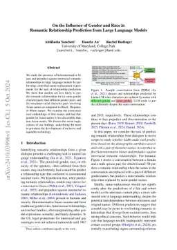 On the Influence of Gender and Race in Romantic Relationship Prediction
  from Large Language Models