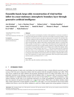 Ensemble-based, large-eddy reconstruction of wind turbine inflow in a
  near-stationary atmospheric boundary layer through generative artificial
  intelligence