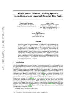 Graph Neural Flows for Unveiling Systemic Interactions Among Irregularly
  Sampled Time Series