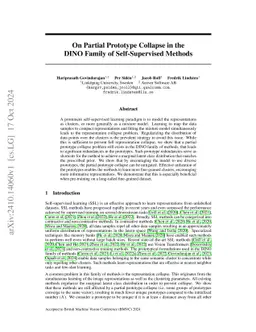 On Partial Prototype Collapse in the DINO Family of Self-Supervised
  Methods