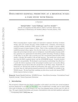Data-driven rainfall prediction at a regional scale: a case study with Ghana